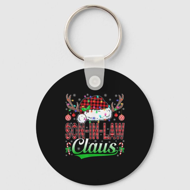 Son-in-law Claus Christmas Light Matching Family X Key Ring (Front)