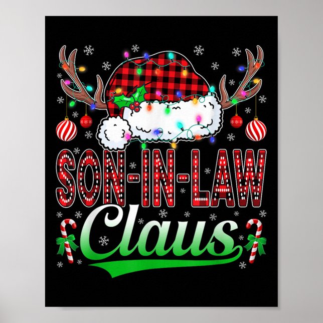 Son-in-law Claus Christmas Light Matching Family X Poster (Front)