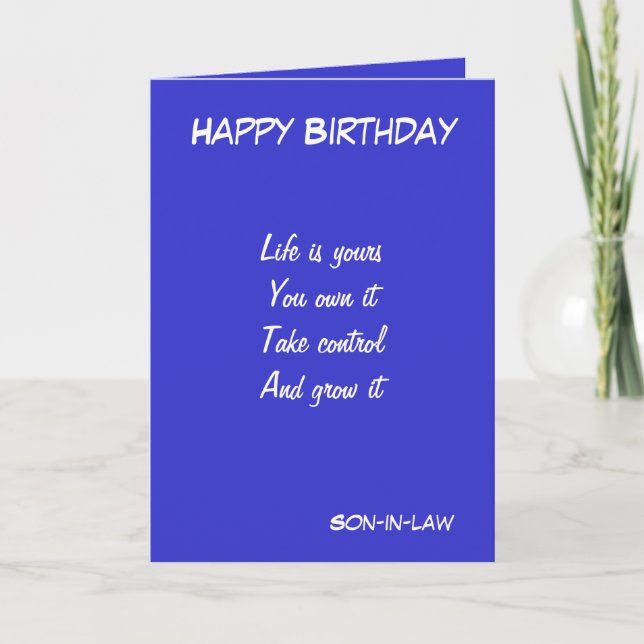 Son-in-law motivational birthday greeting cards (Front)
