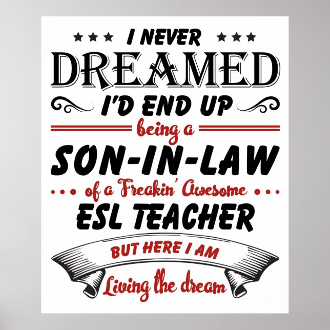 Son In Law Of Awesome ESL Teacher Poster (Front)