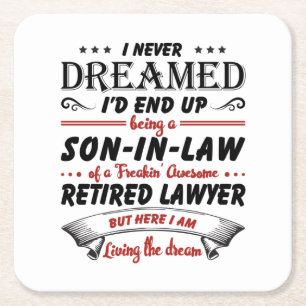 Son In Law Of Awesome Retired Lawyer Square Paper Coaster