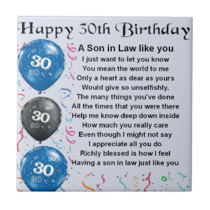 Son in Law Poem  - 30th Birthday Ceramic Tile