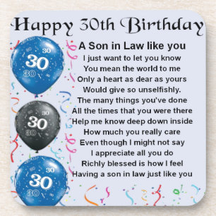 Son in Law Poem  - 30th Birthday Coaster