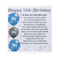 Son in Law Poem - 30th Birthday