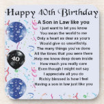 Son in Law Poem - 40th Birthday Design Coaster<br><div class="desc">A great gift for a son in law on his 40th birthday</div>