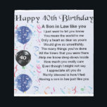 Son in Law Poem - 40th Birthday Design Notepad<br><div class="desc">A great gift for a son in law on his 40th birthday</div>