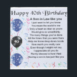 Son in Law Poem - 40th Birthday Design Notepad<br><div class="desc">A great gift for a son in law on his 40th birthday</div>