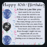 Son in Law Poem - 40th Birthday Design Square Sticker<br><div class="desc">A great gift for a son in law on his 40th birthday</div>
