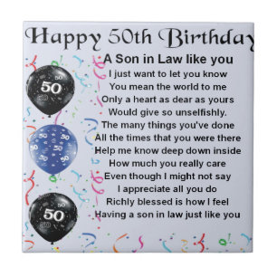 Son in Law poem -  50th Birthday design Ceramic Tile