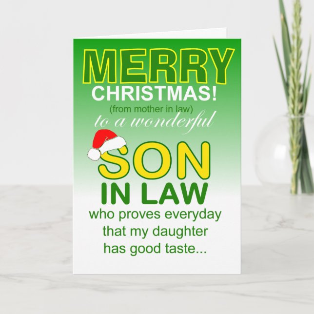 Son in law proves daughter's good taste Christmas Card (Front)