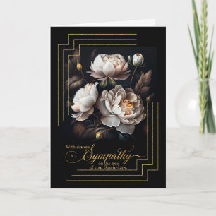 Son in Law Sympathy White Magnolia Floral on Black Card