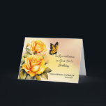 Son in Remembrance on His Birthday Religious Roses Card<br><div class="desc">This remembrance card is designed to honour the memory of someone’s beloved son on his birthday. Featuring yellow roses and a monarch butterfly, the soft watercolor background reflects both beauty and serenity. The scripture, "The Lord bless you and keep you" from Numbers 6:24, offers peace and comfort, affirming that while...</div>