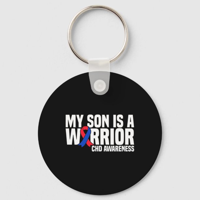 Son Is A Warrior Chd Congenital Heart Disease Awar Key Ring (Front)