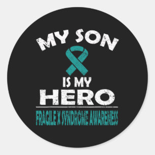 Son Is My Hero Fragile X Syndrome Awareness Classic Round Sticker