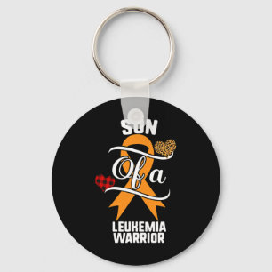 Son Leukaemia Awareness Leopard Buffalo Plaid Fami Key Ring