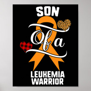 Son Leukaemia Awareness Leopard Buffalo Plaid Fami Poster
