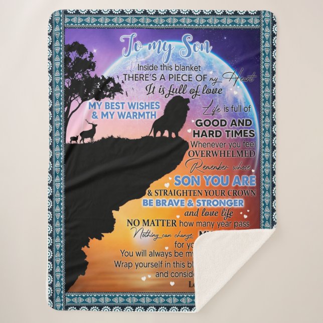 Son Lovers | To My Son There's A Piece Of My Heart Sherpa Blanket (Front)