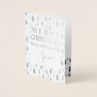 Son Merry Christmas Trees Silver Foil Card