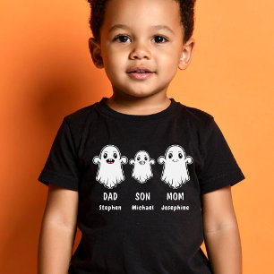 Son Mom And Dad 3 Person Ghost Family Halloween Baby T-Shirt