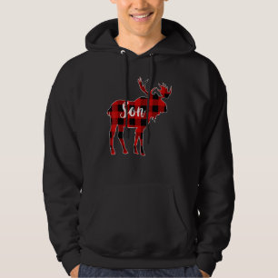 Son Moose Red Buffalo Plaid Matching Family Christ Hoodie
