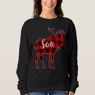 Son Moose Red Buffalo Plaid Matching Family Christ Sweatshirt