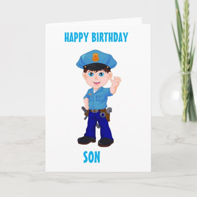 SON & MY FAVORITE POLICEMAN ON BIRTHDAY! CARD (Front)