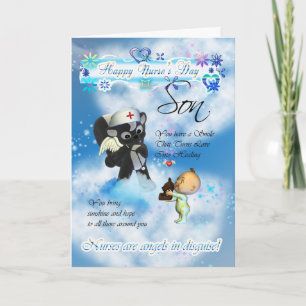 Son Nurse's Day cute little baby and cute nurse sk Card