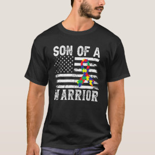 Son Of A Warrior Autism Awareness For Mom Dad Kids T-Shirt