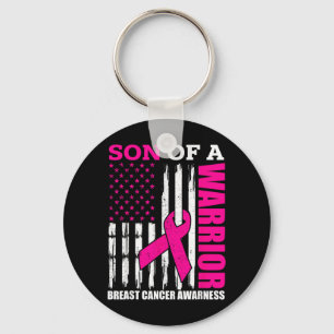 Son Of A Warrior Breast Cancer Awareness Usa Flag Key Ring