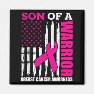 Son Of A Warrior Breast Cancer Awareness Usa Flag Magnet
