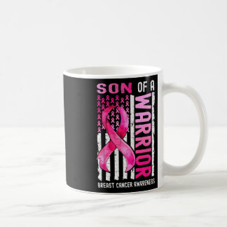 Son Of A Warrior Breast Cancer Usa Flag Awareness Coffee Mug