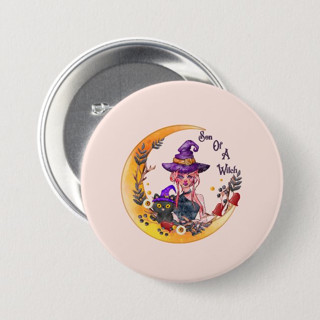 Son of a Witch – Crescent Moon Design 7.5 Cm Round Badge (Front & Back)