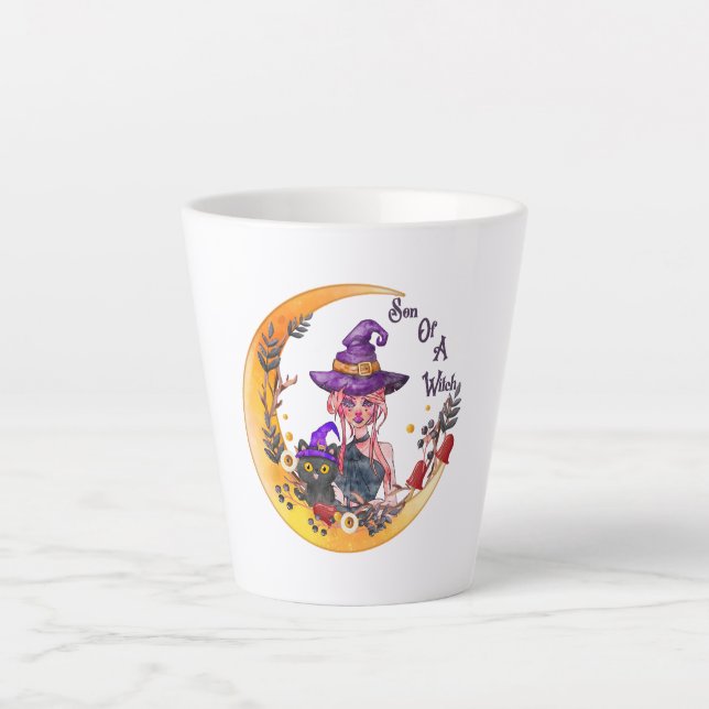 Son of a Witch – Crescent Moon Design Latte Mug (Front)