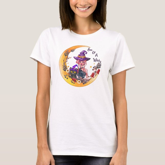 Son of a Witch – Crescent Moon Design T-Shirt (Front)