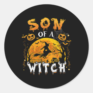 Son Of A Witch Fun Family Matching Halloween Pumpk Classic Round Sticker