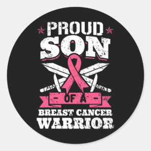 Son Of Breast Cancer Warrior Pink Awareness Ribbon Classic Round Sticker