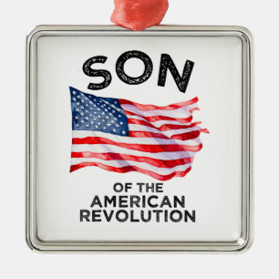Son of the American Revolution SAR US FLAG Metal Ornament