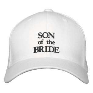Son of the bride black white elegant wedding embroidered hat