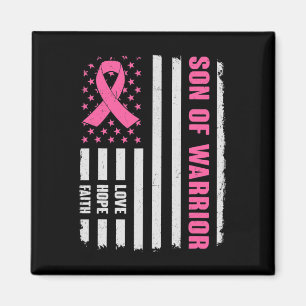 Son Of Warrior American Flag Breast Cancer Awarene Magnet
