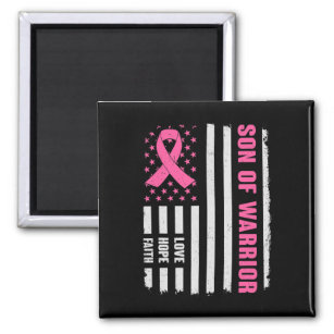 Son Of Warrior American Flag Breast Cancer Awarene Magnet