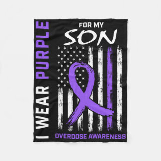 Son Overdose Awareness Day Items Addiction Recover Fleece Blanket
