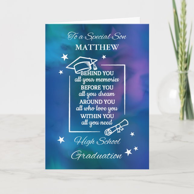 Son Personalise High School Graduation Quote Card (Front)