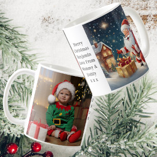 Son Photo   Santa Delivering A Gift   White Coffee Mug