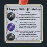 Son Poem 18th Birthday Design Metal Ornament<br><div class="desc">A great gift for a son on his 18th birthday</div>