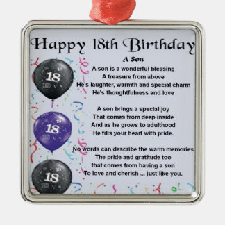 Son Poem 18th Birthday Design Metal Ornament