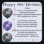 Son Poem 18th Birthday Design Square Sticker<br><div class="desc">A great gift for a son on his 18th birthday</div>