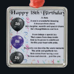 Son Poem 18th Birthday Metal Ornament<br><div class="desc">A great gift for a son on his 18th birthday</div>