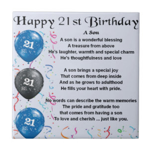 Son Poem - 21st Birthday Design Tile