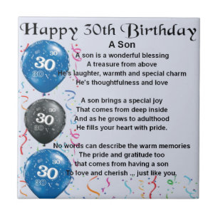 Son Poem  - 30th Birthday Design Ceramic Tile
