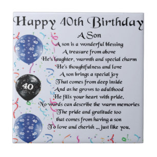 Son Poem - 40th Birthday Design Ceramic Tile